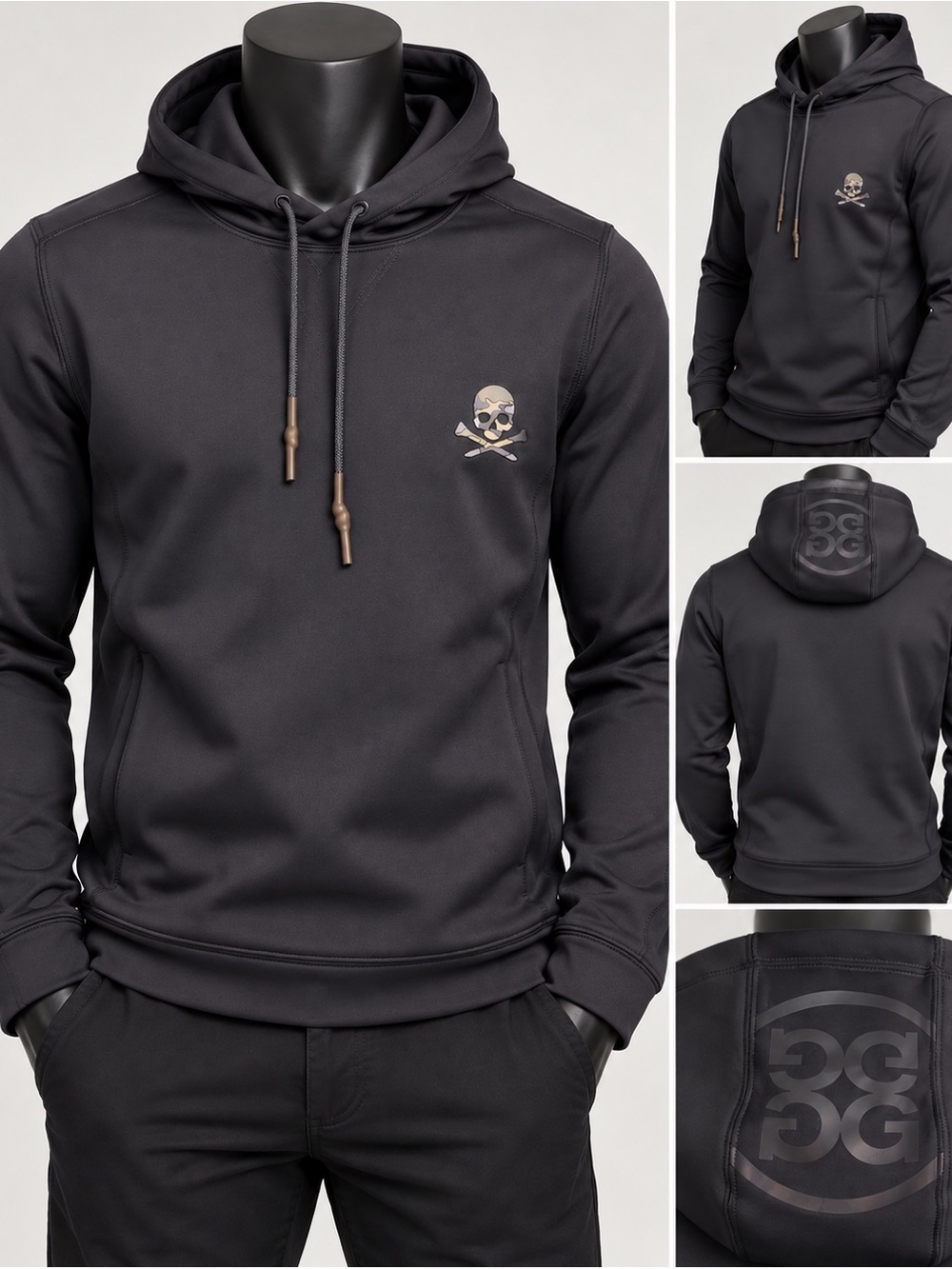G/FORE Men’s XL Skull Crossbones Performance Golf Hoodie Black NWT Stored cndtn